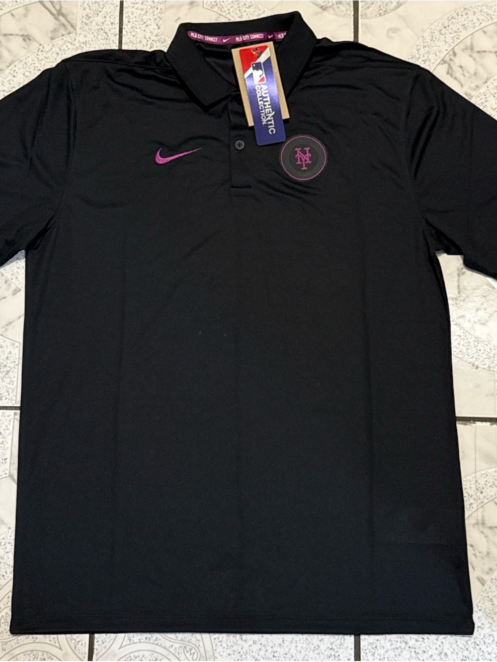 New Nike New York Mets MLB City Connect Polo Shirt Black Men’s Size Medium